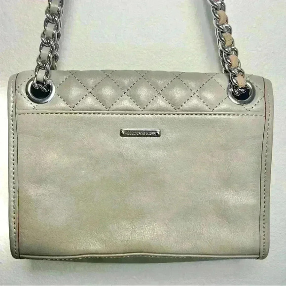Rebecca Minkoff Shoulder Bag Quilted Mini Affair Light Gray Color - Picture 10 of 16
